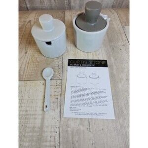 6-Piece Kitchen Set Oil Holder, Silicone Brush, Salt Pig & Spoon NIB